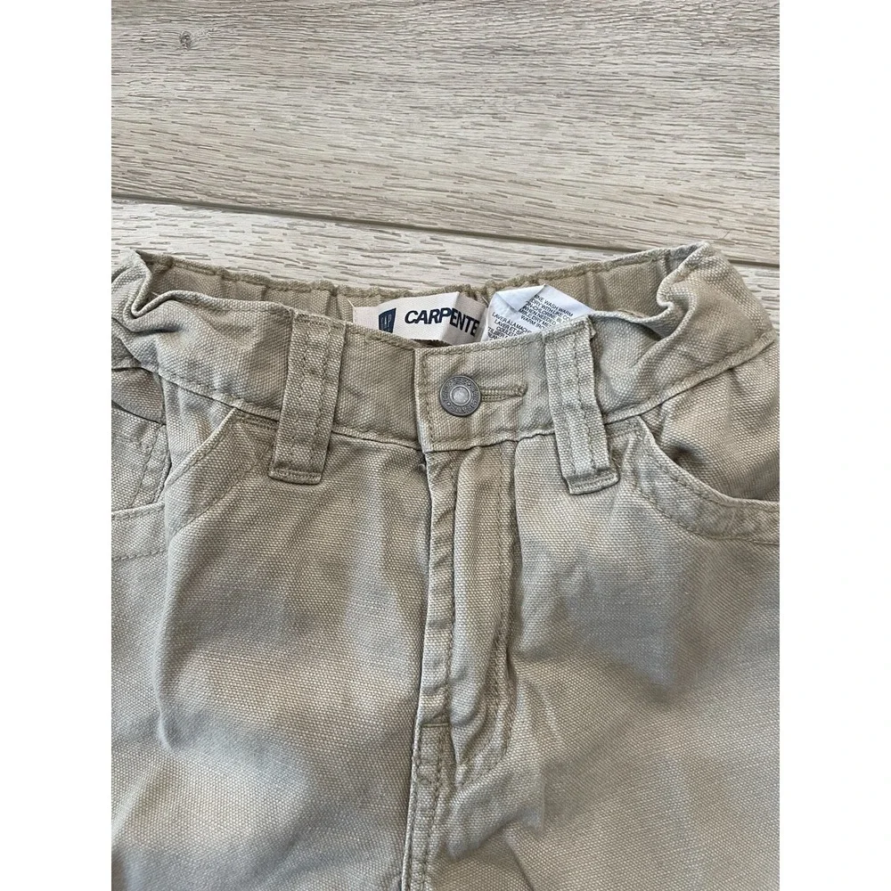 NWT‎ Vintage Y2K GAP Red Flannel Lined Beige Carpenter Pants Wide Leg Boys Sz 6